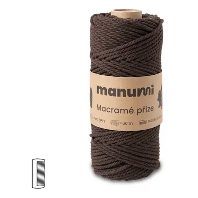 Manumi Macramé příze stáčená 3PLY 3mm čokoládová - 1 ks