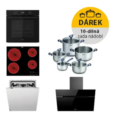 Akční set spotřebičů Whirlpool trouba OMK58CU1SB + varná deska AKT8090NE +  digestoř WHVP62FLTSK