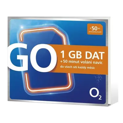 O2 SIM karta GO 1GB dat + 50 minut volání