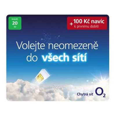 O2 GO SIM KARTA - Kredit 20,- Kč + 100Kč navíc při 1.dobití 8595106658511