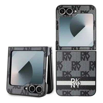 DKNY PU Leather Checkered Pattern and Stripe pro Samsung Galaxy Z Flip 6 Black