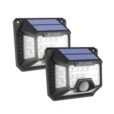 BlitzWolf BW-OLT3 2x nástěnná LED solární lampa s detektorem pohybu, černá (BW-OLT3)