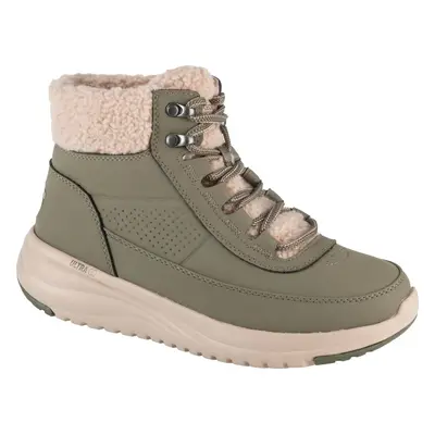 Khaki dámské zimní kotníkové tenisky Skechers On-The-Go Stellar - Alpine Adventure 144756-OLV Velikost: 38