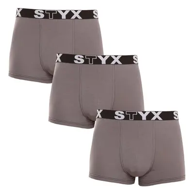 3PACK pánské boxerky Styx sportovní guma nadrozměr tmavě šedé (R10636363) trenky / trenýrky