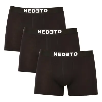 3PACK pánské boxerky Nedeto černé (3NDTB001-brand) trenky / trenýrky