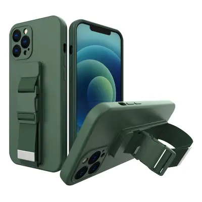 Silikonové pouzdro Sporty s popruhem na Xiaomi Redmi NOTE 9 dark green