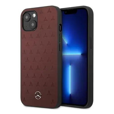 Mercedes MEHCP13SPSQRE hard silikonové pouzdro iPhone 13 Mini 5.4" red Leather Stars Pattern