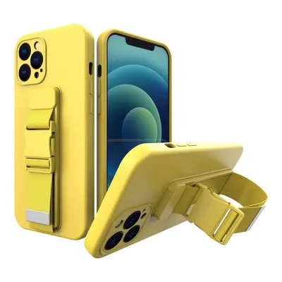 Silikonové pouzdro Sporty s popruhem na Samsung Galaxy A12 / M12 yellow