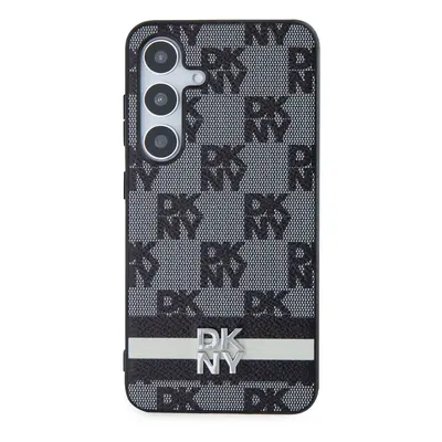 DKNY hard kryt na Samsung Galaxy S24 PLUS Leather Checkered Pattern and Stripe Černý