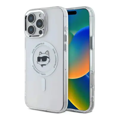 Hard silikonový kryt na iPhone 16 PRO 6.3" Karl Lagerfeld IML Choupette Head Metal Frame MagSafe