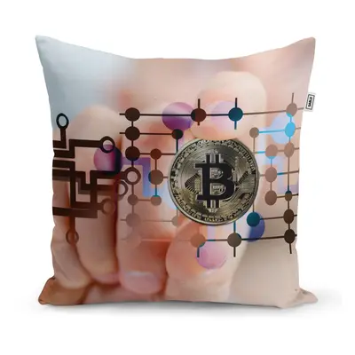 Sablio Polštář Bitcoin - 50x50 cm