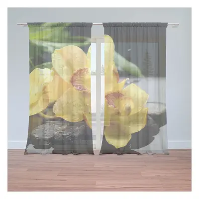 Sablio Záclony Žluté orchideje: 2ks 150x250cm