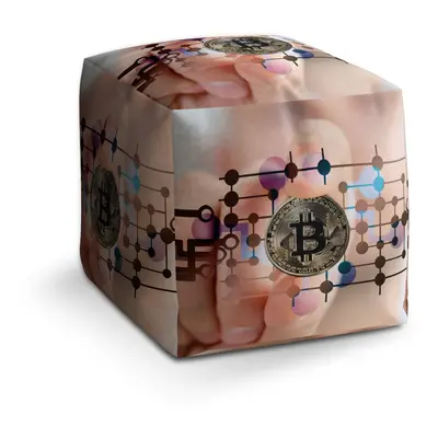 Sablio Taburet Cube Bitcoin: 40x40x40 cm