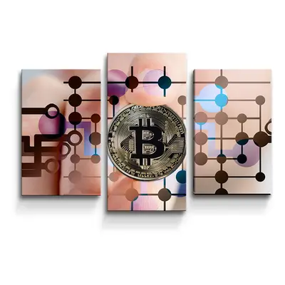 Sablio Obraz - 3-dílný Bitcoin - 75x50 cm