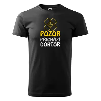 Sablio Tričko s potiskem Pozor přichází doktor - černé XL