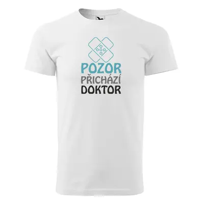 Sablio Tričko s potiskem Pozor přichází doktor - bílé 3XL