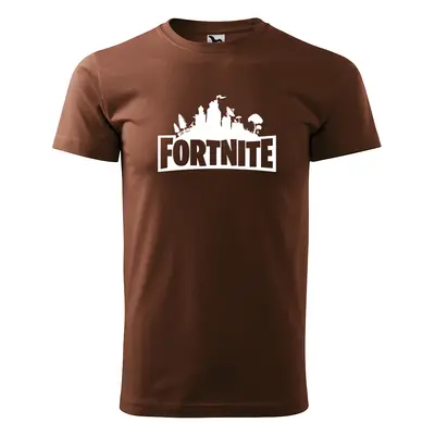 Sablio Tričko s potiskem Fortnite Pevnost - hnědé S