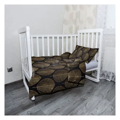 Mikroplyšové dětské povlečení do postýlky Zlaté listy - 100x135 / 40x60