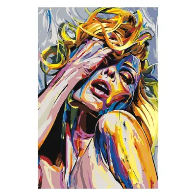 MALUJEŠ Malování podle čísel - POMALOVANÁ SEXY BLONDÝNA Rozměr: 80x120 cm, Rámování: vypnuté plá