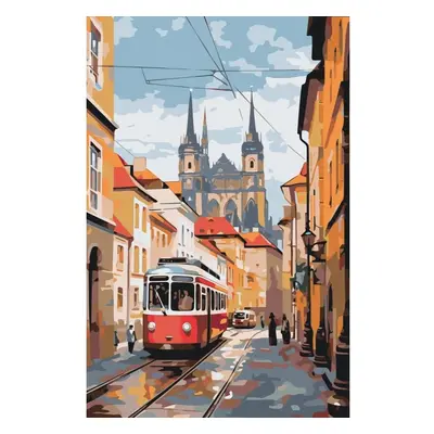 MALUJEŠ Malování podle čísel - TRAMVAJÍ PO MĚSTĚ Rozměr: 80x120 cm, Rámování: bez rámu a bez vyp