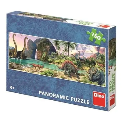 Puzzle 150 Dinosauři u jezera panoramic