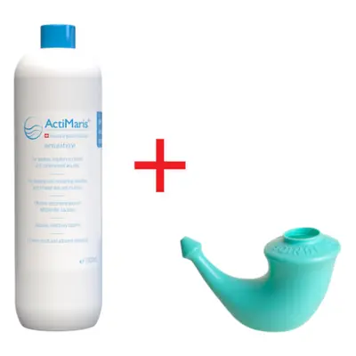 ActiMaris Sensitiv roztok 1000 ml + Rhino Horn Konvička na výplach nosu – pro děti