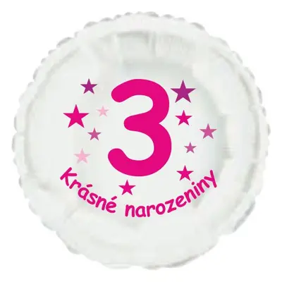 Krásné 3. narozeniny fóliový balónek kruh pro holky Balonky.cz