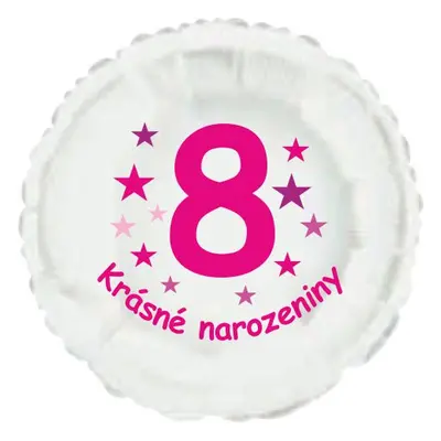 Krásné 8. narozeniny fóliový balónek kruh pro holky Balonky.cz