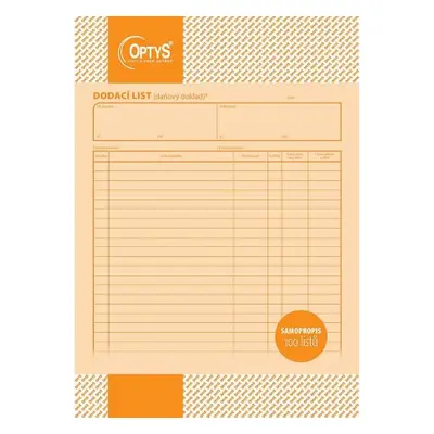 Dodací list A4, samopropisovací, 100 listů