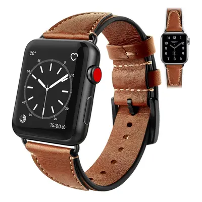 Kožený řemínek Apple Watch / / (41mm) / / SE / 5/4 (40mm) / 3/2/1 (38mm) světlehnědý