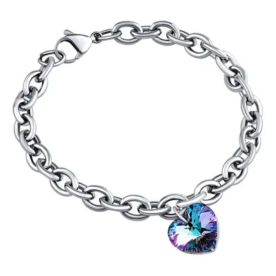 Dámský náramek z chirurgické oceli Srdce 14mm se Swarovski® Crystals Vitrail Light