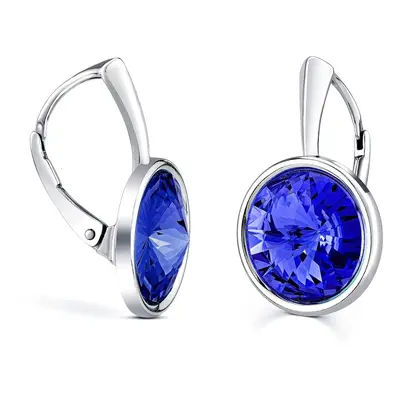 Stříbrné náušnice modré se Swarovski® Crystals rivoli 12mm