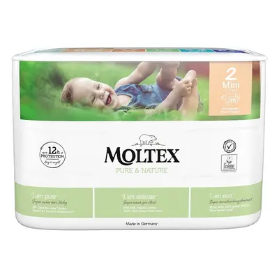 MOLTEX Pure&Nature Pleny jednorázové Mini 3-6 kg, ekonomické balení (4x 38 ks)