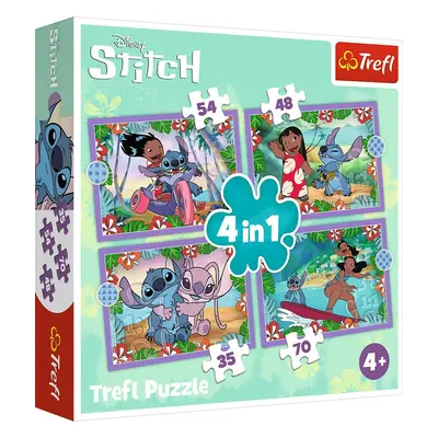 Trefl Puzzle Lilo&Stitch: Bláznivý den 4v1 (35,48,54,70 dílků)