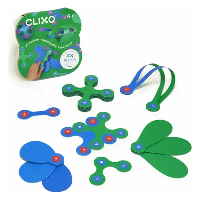 CLIXO Itsy Green & Blue - magnetická stavebnice 18 kusů