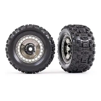 Traxxas kolo 3.8", pneu Sledgehammer, disk černě chromovaný s poklicí (2)