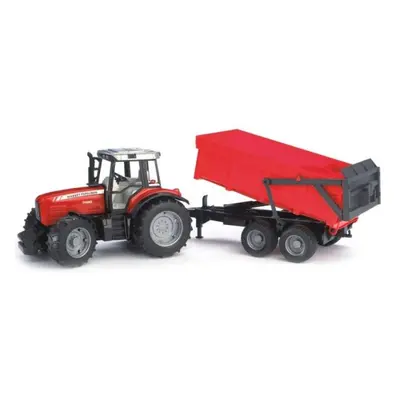 BRUDER 02045 Traktor Massey Ferguson 7480 s přívěsem