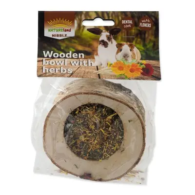 Pochoutka Nature Land Nibble miska plněná bylinkami dřevěná 120g