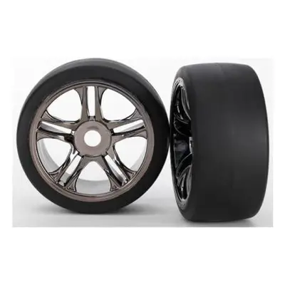 Traxxas kolo, disk Split-Spoke černý chrom, pneu slick S1 (2) (přední)