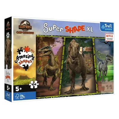 Trefl Puzzle Super Shape XL Jurský svět 104 ks. Barevní dinosauři