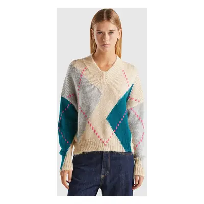 Benetton, Boxy Fit Sweater In Mohair Blend, size XS, Multi-color, Women