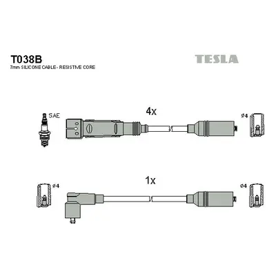 Sada kabelů pro zapalování TESLA T038B