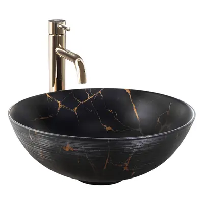 Keramické umyvadlo na desku REA STELLA BLACK MARBLE BRUSH 35,5x35,5 cm mramor mat