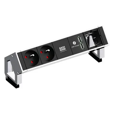 Elektro zásuvka Bachmann Desk 2 2x 230V 2x USB nabíječka 1x uživ. modul nerez 902.432