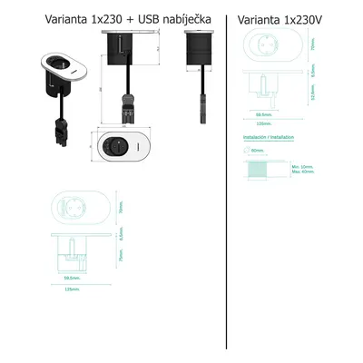 IBConnect Elektro zásuvka Orbit matná bílá - různé konfigurace Konfigurace elektrozásuvky: 1x230