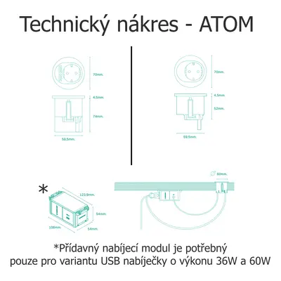 IBConnect Elektro zásuvka Atom matná černá - různé konfigurace Konfigurace elektrozásuvky: 1x230