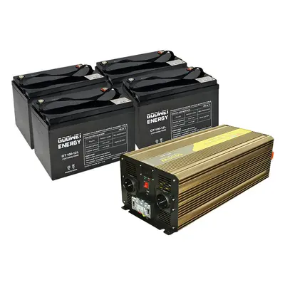 Set trakční baterie 4x GOOWEI ENERGY OTL100-12 (100Ah) + měnič ROGERELE REP5000-48 (5000W), 48V