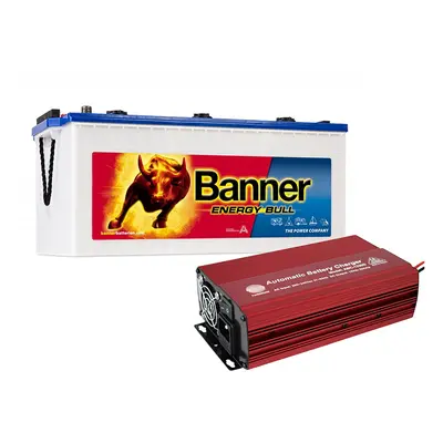 Set trakční baterie Banner Energy Bull 96801 (230Ah) + nabíječka FST ABC-1220D (20A), 12V