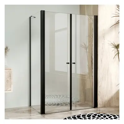 WellMall BETA COMBI Black 90x90 Clear Čtvercový sprchový kout bez vaničky