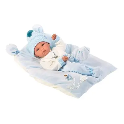 Llorens 63555 NEW BORN CHLAPEČEK - realistická panenka miminko s celovinylovým tělem - 35 cm